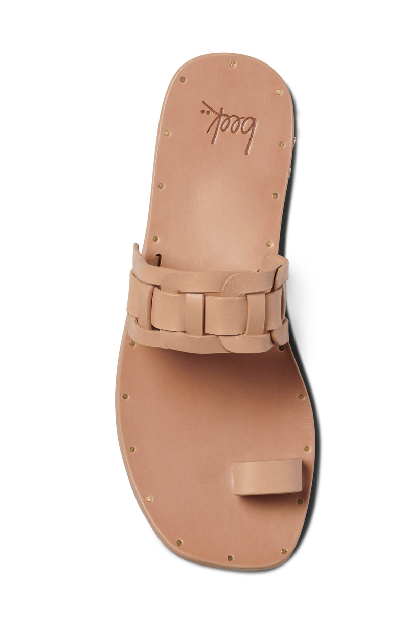 Barbet leather toe-ring sandals in honey - single shoe top shot