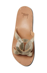Batis leather slide sandals in platinum/beach - single shoe top shot