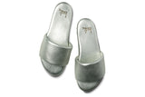 Baza leather slide sandals in silver - top shot