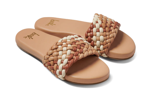 Baza Woven leather slide sandals in beach multi - angle shot