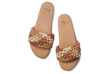 Baza Woven leather slide sandals in beach multi - top shot