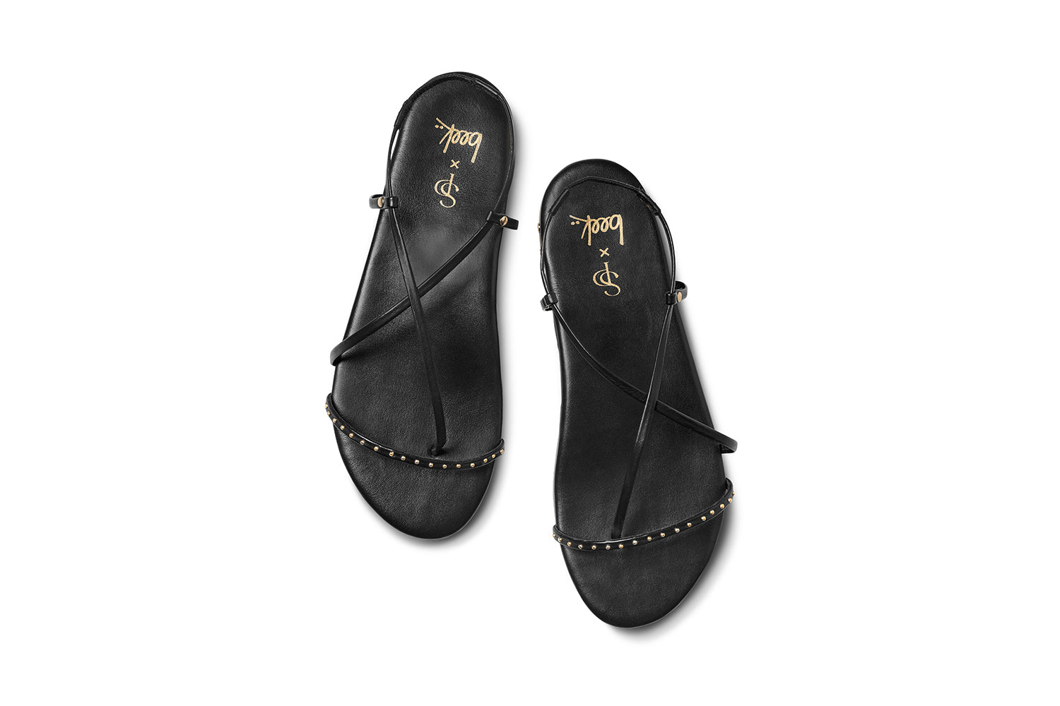 Bitsybird leather sandals in black - product top shot