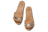 Calibird leather slide sandals in platinum/beach - top shot