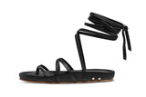 Canary leather ankle-tie sandals in black - side shot