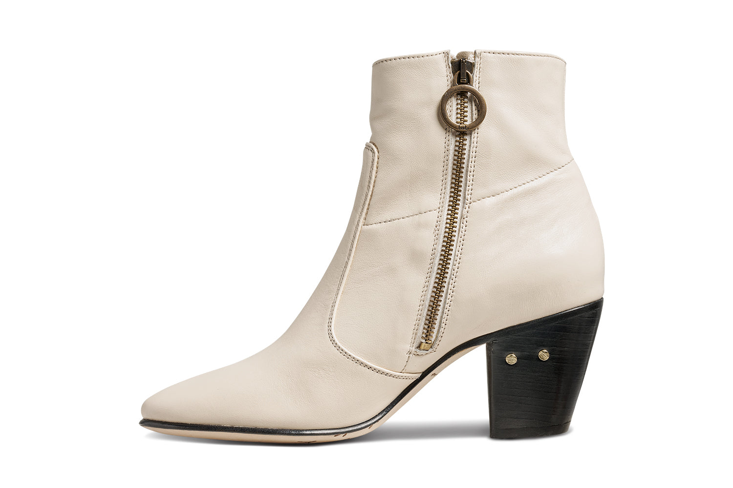 Catbird leather boots in eggshell - product side shot