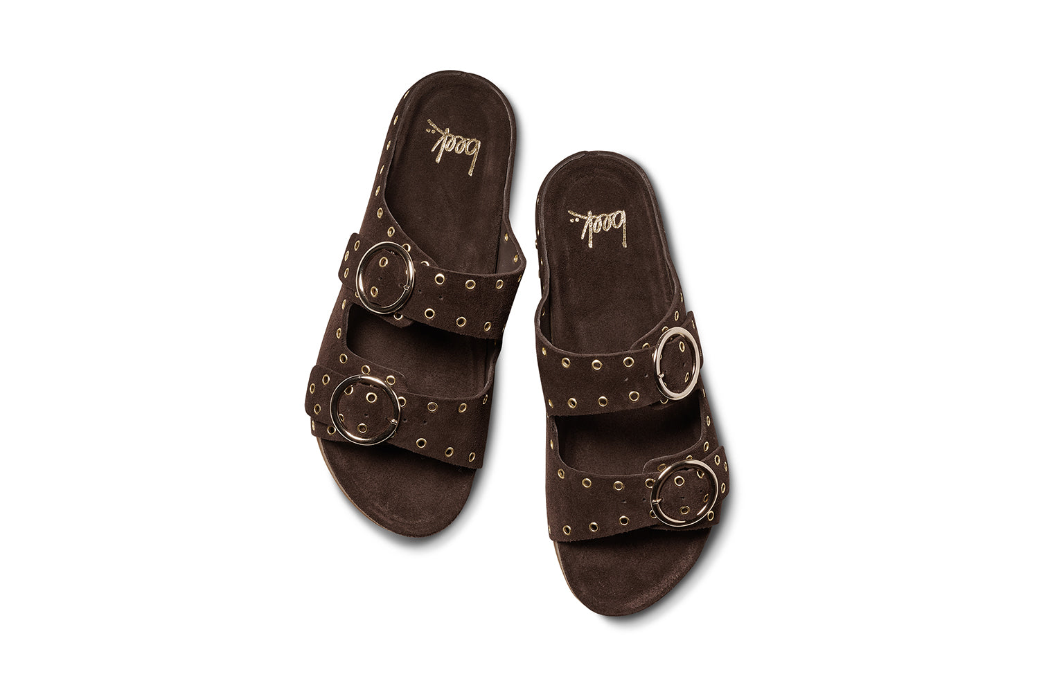 Cedar suede slide sandals in coffee - product top shot