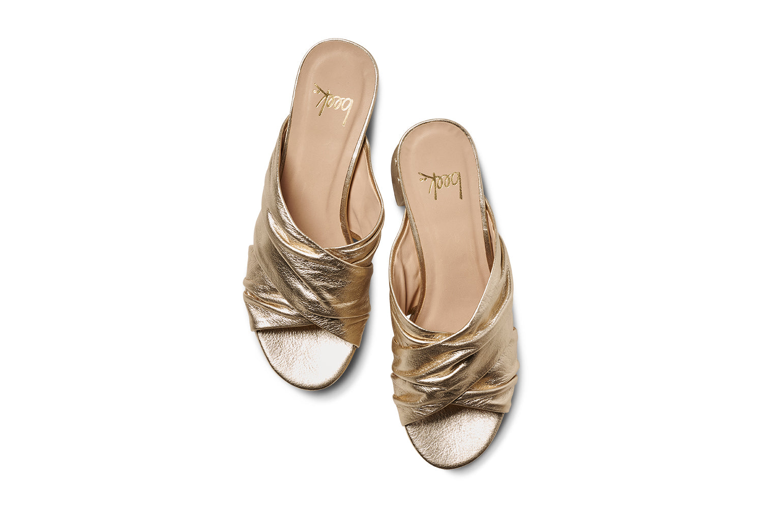 Chachabird leather heels in gold - product top shot