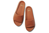 Chick leather platform slide sandals in tan - top shot