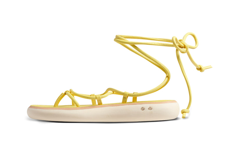 Chirp leather ankle wrap sandals in citrus - side shot