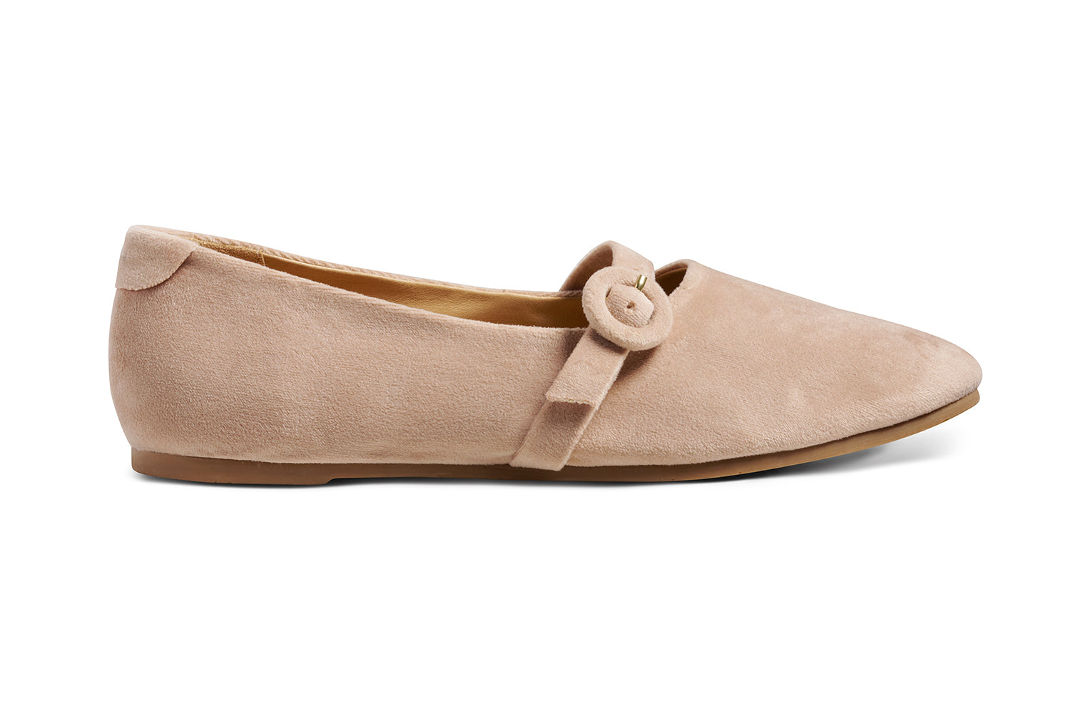 Crane velvet mary jane shoes in blush - product side shot