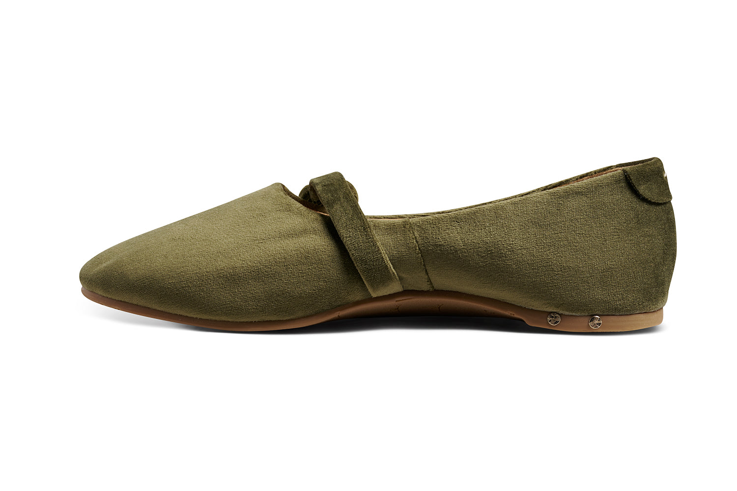 Crane velvet mary jane shoe in sage - product side shot
