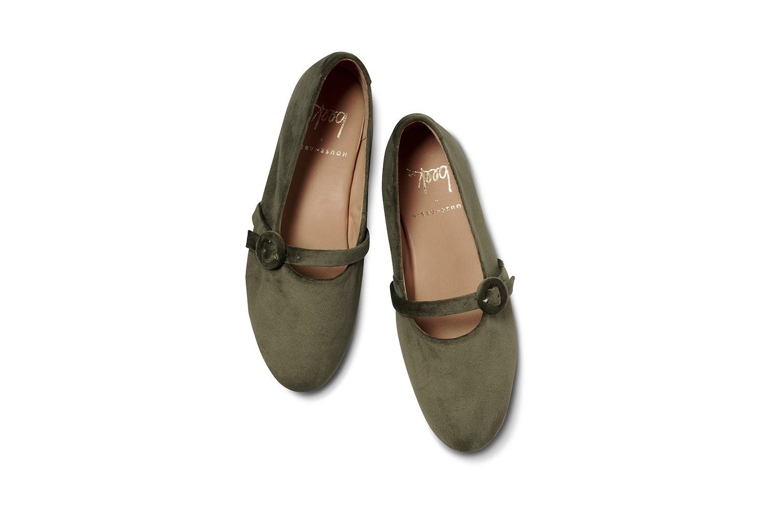 Crane velvet mary jane shoe in sage - product top shot