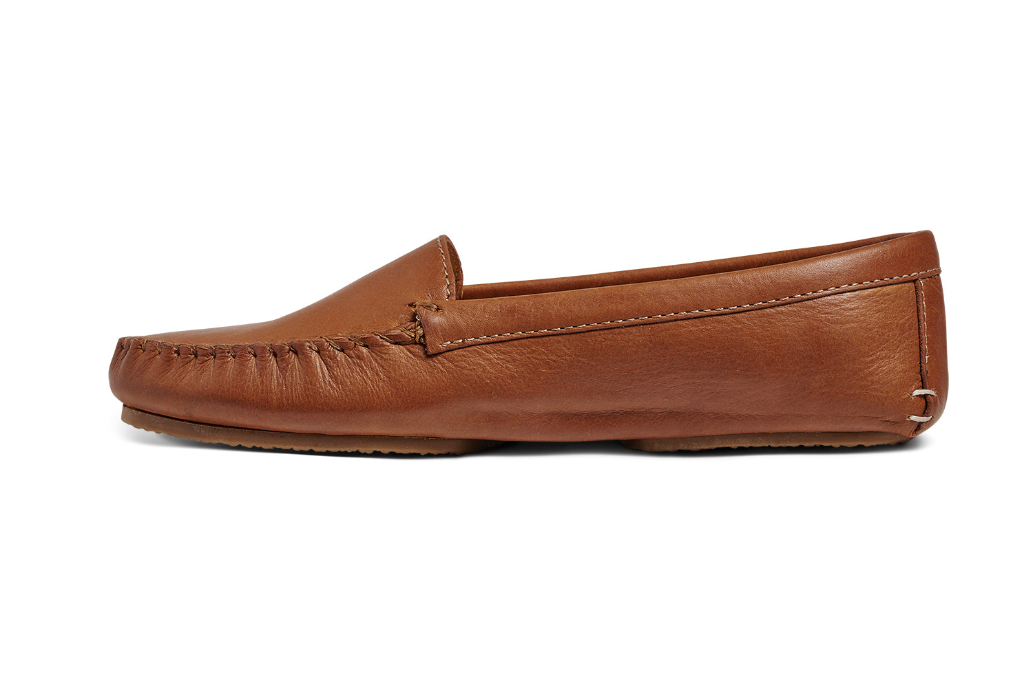 Duck leather loafers in cognac - product side shot