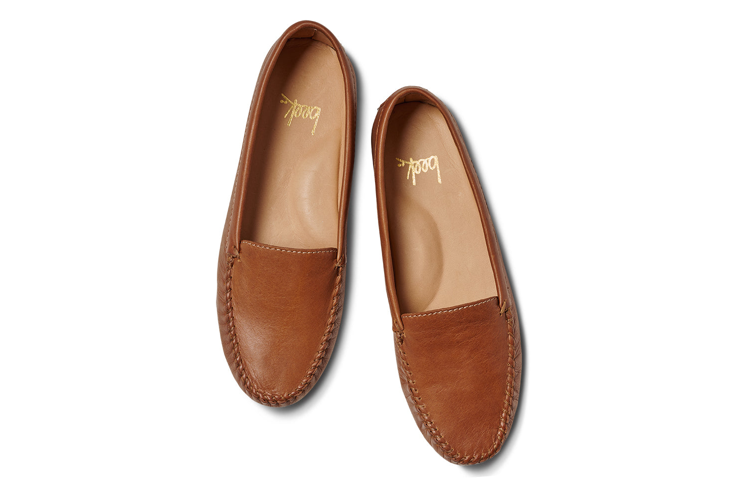 Duck leather loafers in cognac - product top shot