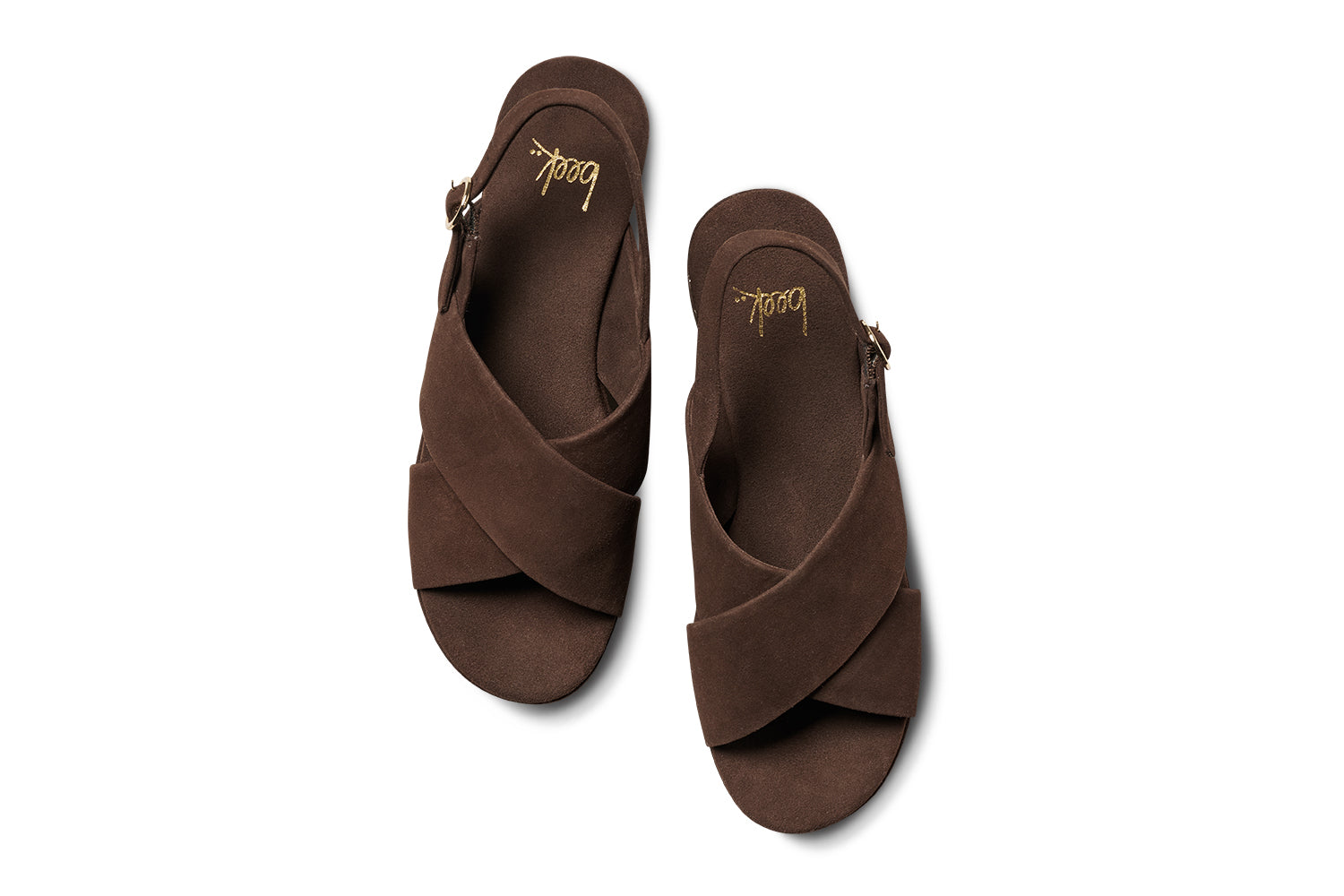 Dunlin suede crossover strap platform heeled sandals in coffee - product top shot