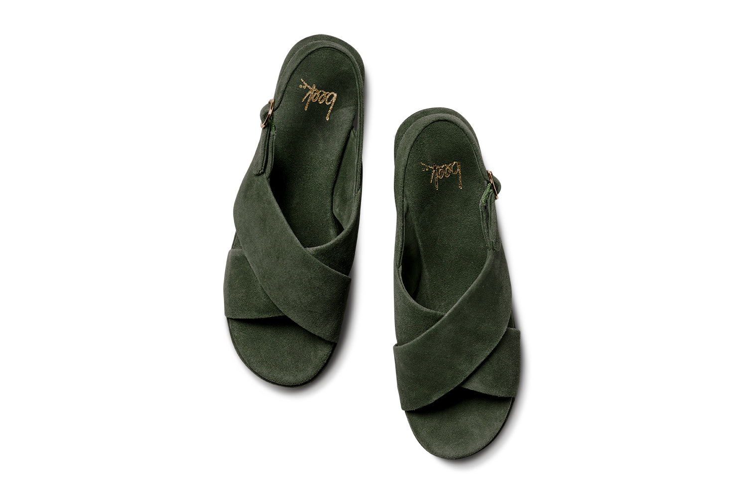 Dunlin suede crossover strap platform heeled sandals in ivy - product top shot