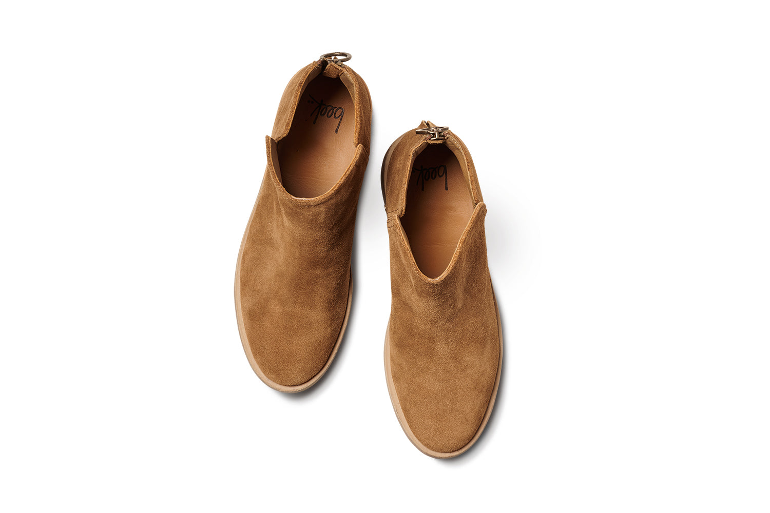 Falcon suede ankle booties in chestnut - product top shot