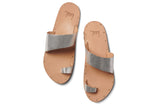 Finch leather toe-ring sandals in silver/beach - top shot
