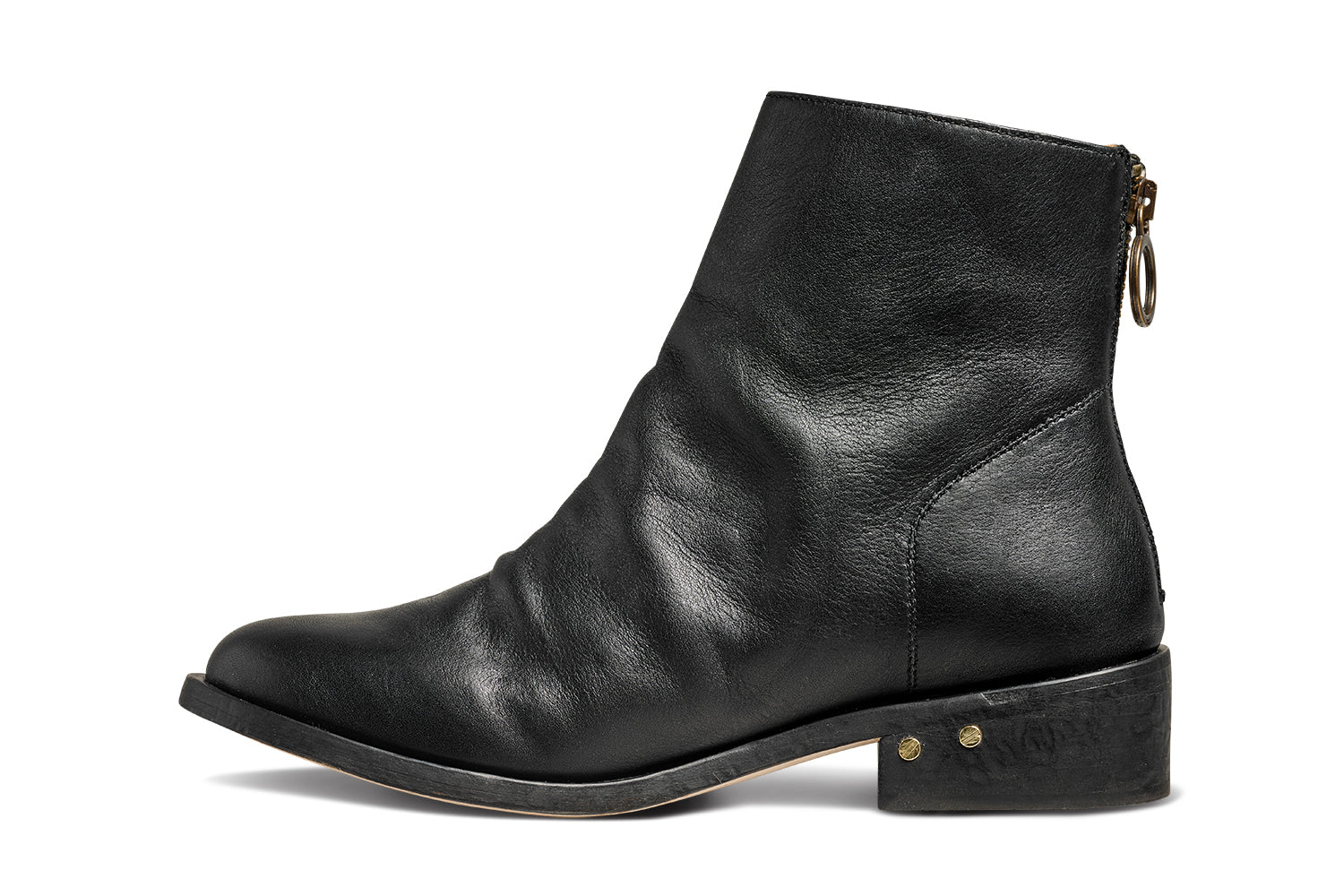 Hawk leather ankle boot in black - product side shot