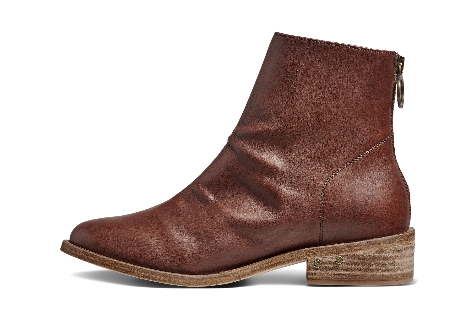Hawk leather ankle boot in mahogany - product side shot