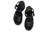 Inca leather platform heel sandals in black - top shot