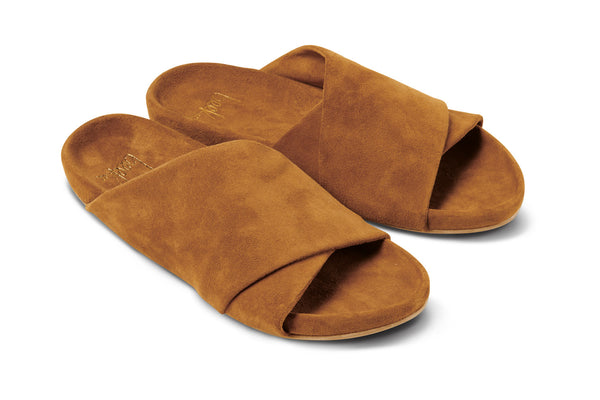 Kea Women's suede slide sandal in caramel 