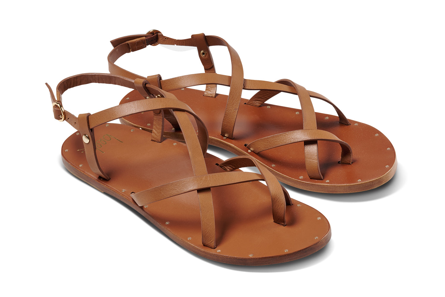 Linnet leather sandals in tan - product angle shot