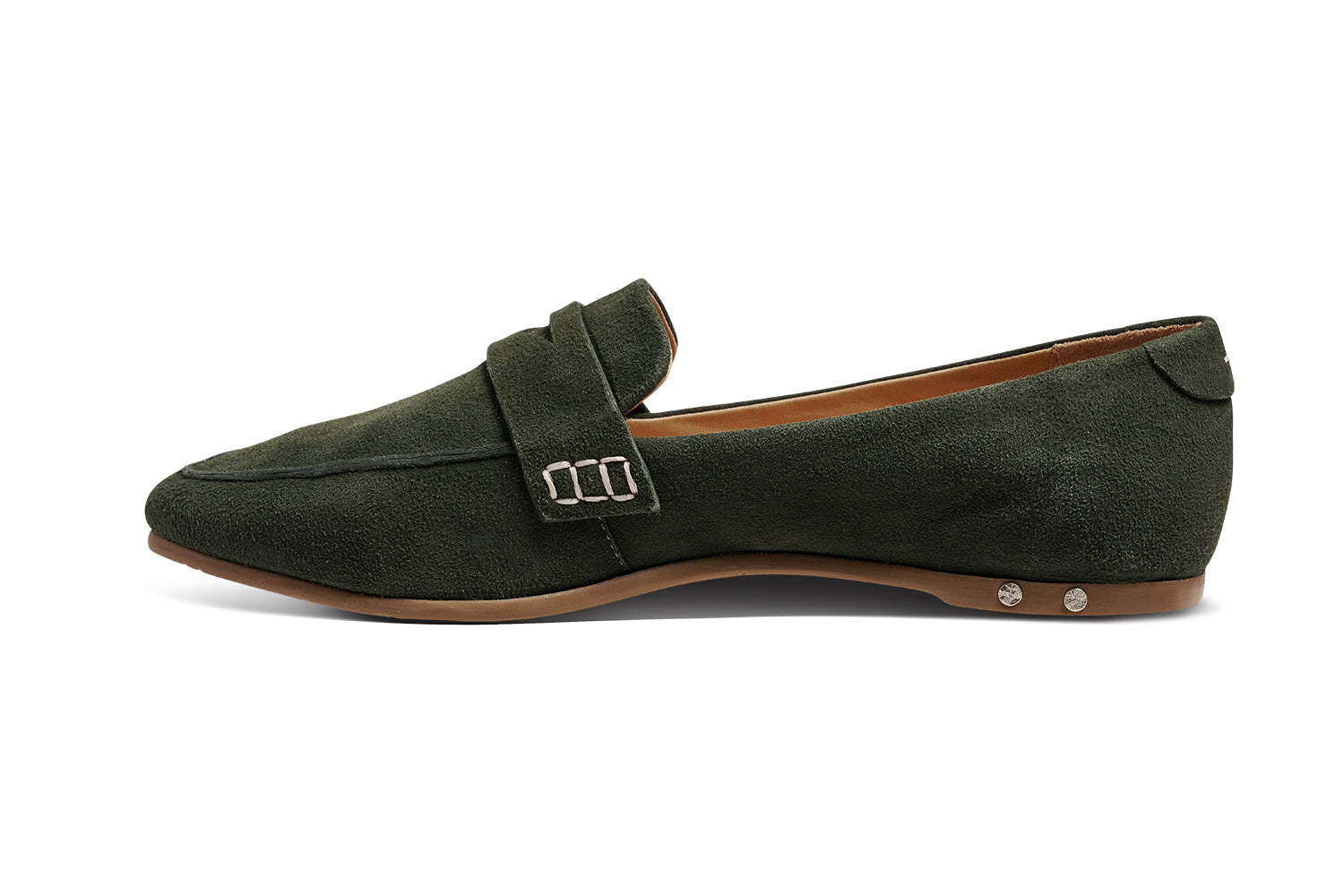 Moorhen suede loafers in ivy - product side shot