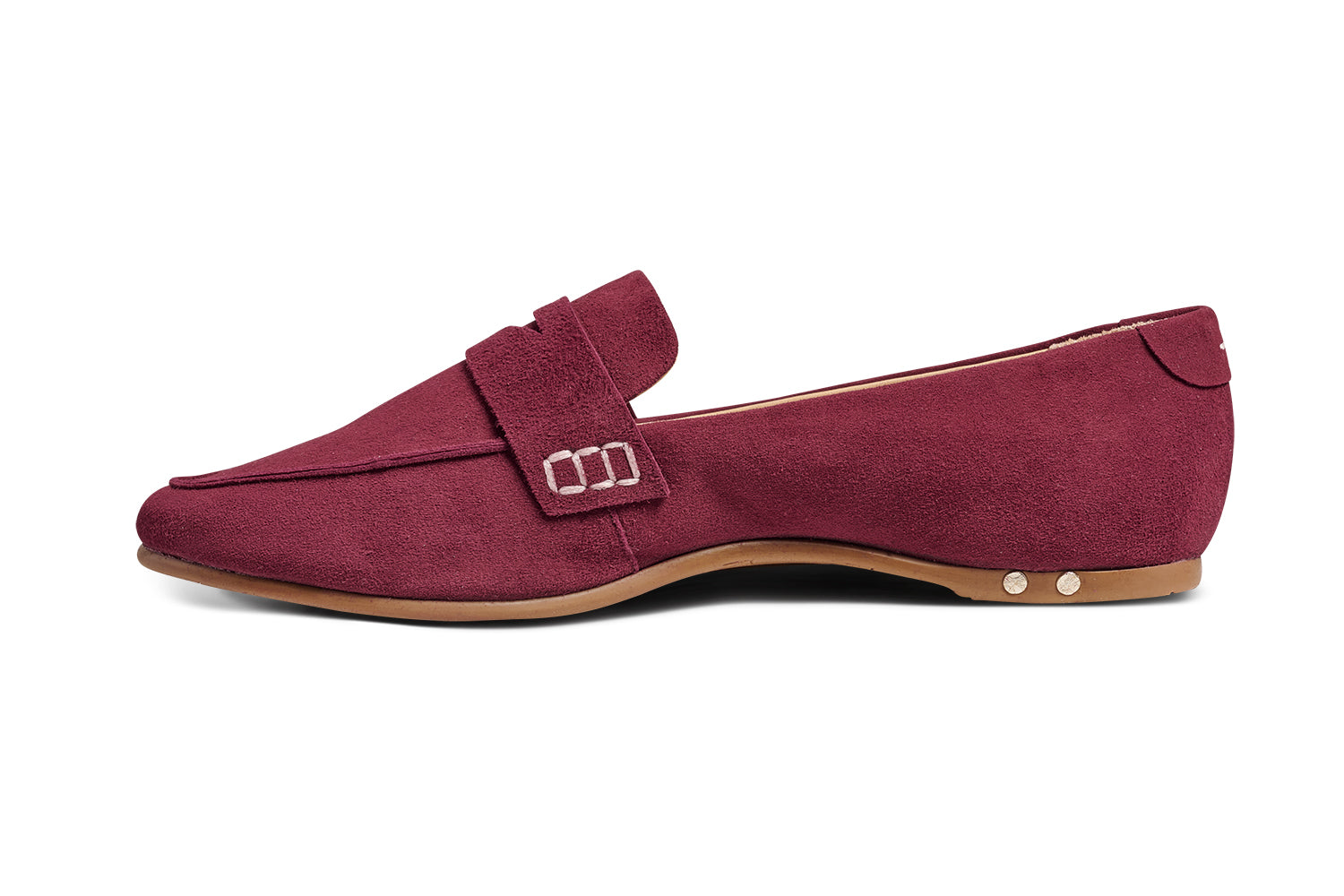 Moorhen suede loafers in port - product side shot