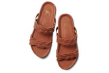 Motmot leather slide sandals in cognac - top shot