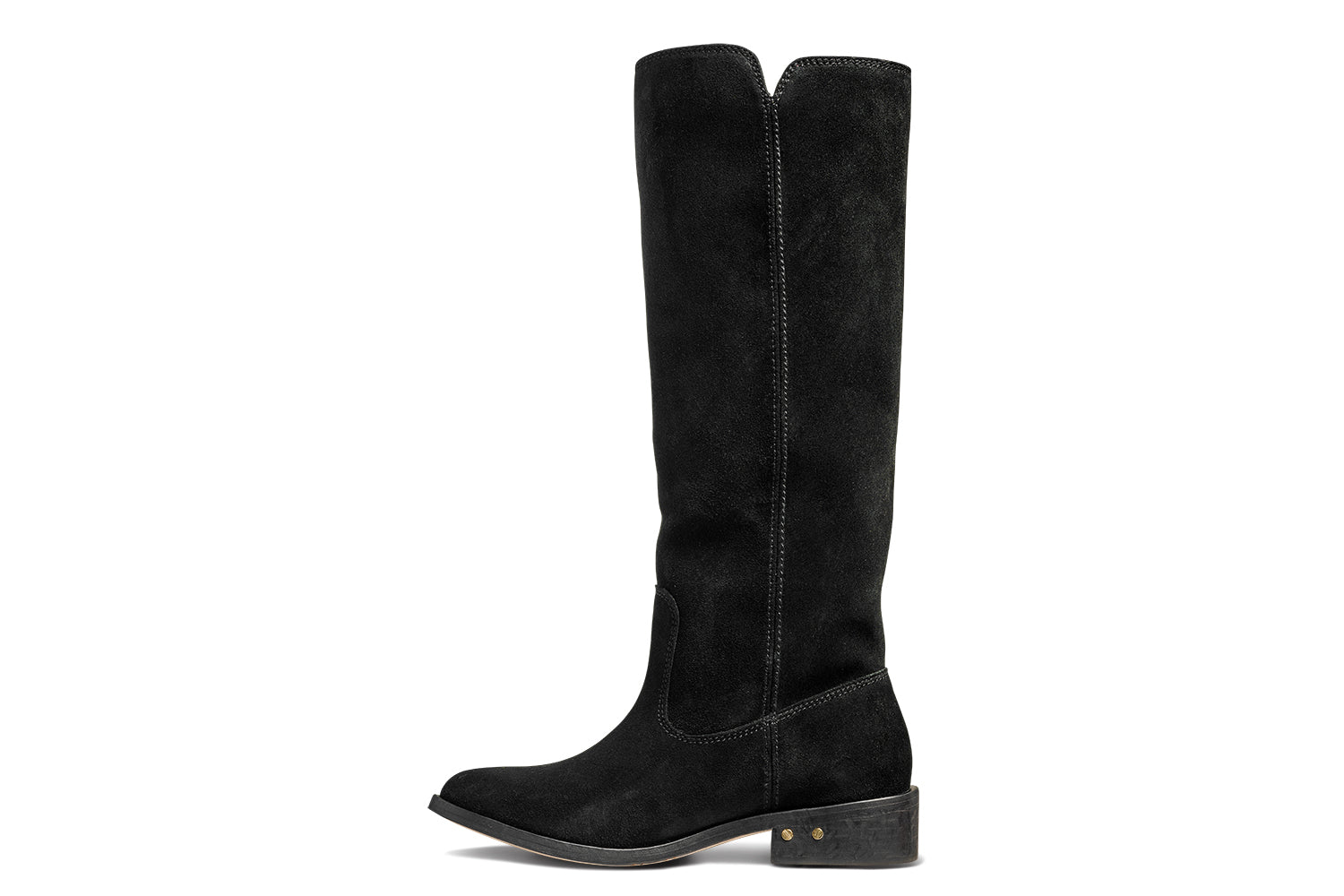 Nuthatch suede knee-high boots in black - product side shot