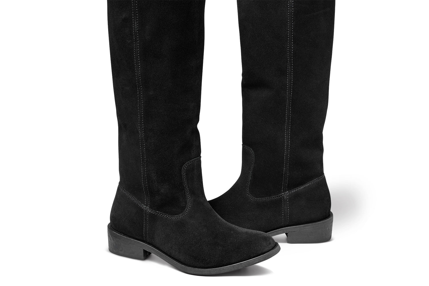 Nuthatch suede knee-high boots in black - product detail shot