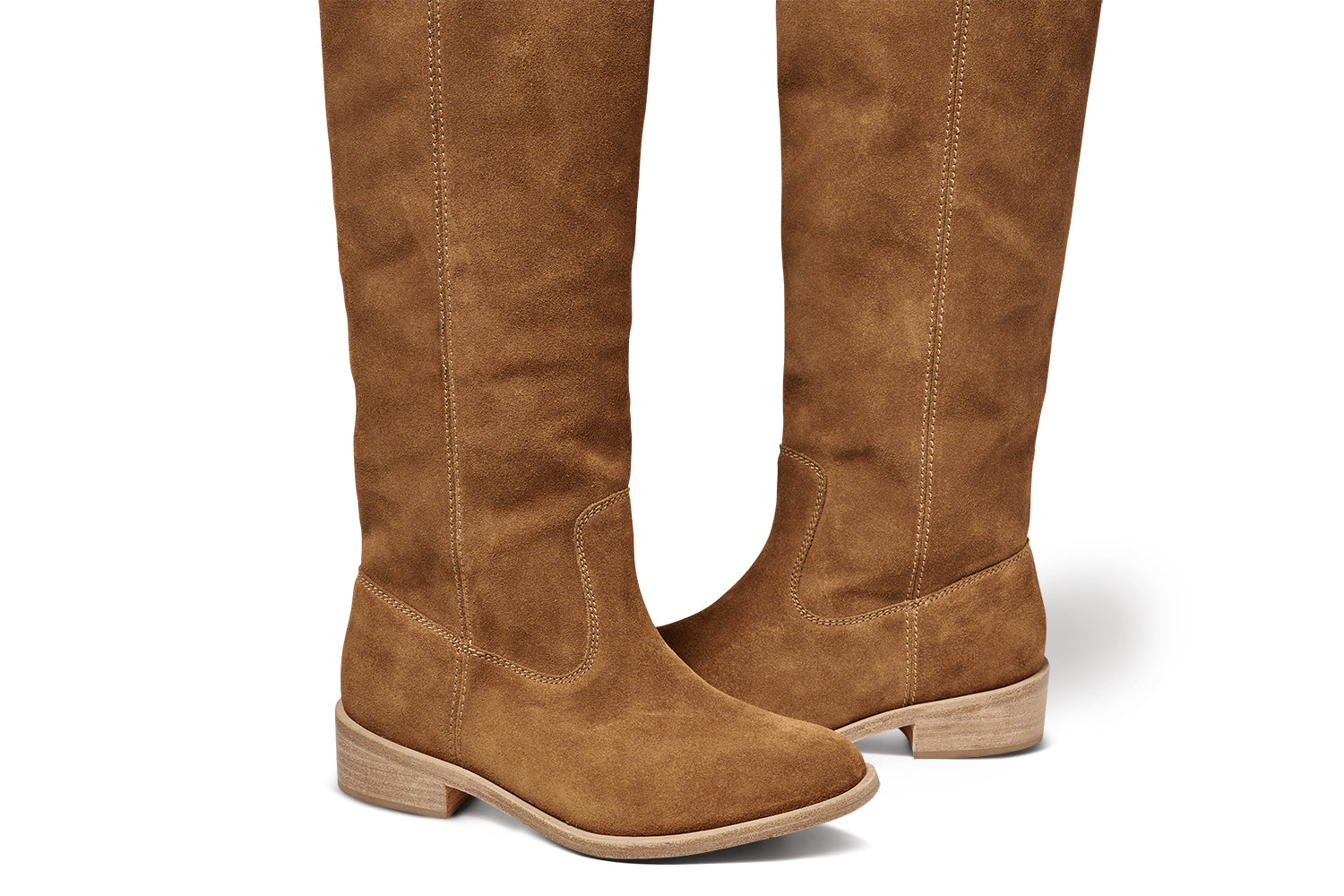 Nuthatch suede knee-high boots in chestnut - product detail shot