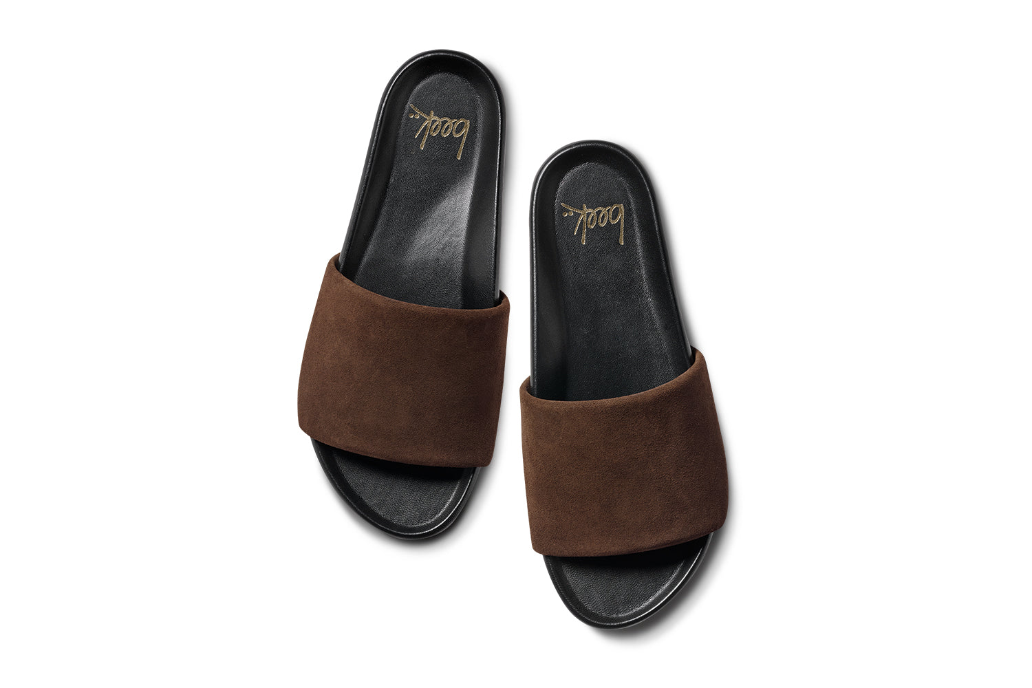 Pelican leather platform sandals in coffee/black - product top shot