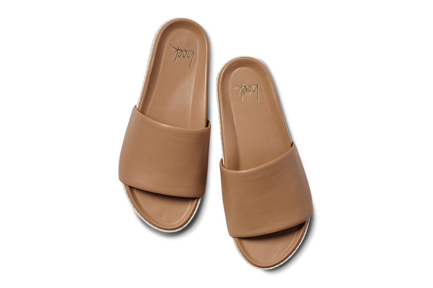 Pelican Textile wrapped leather platform sandal in honey - product top shot