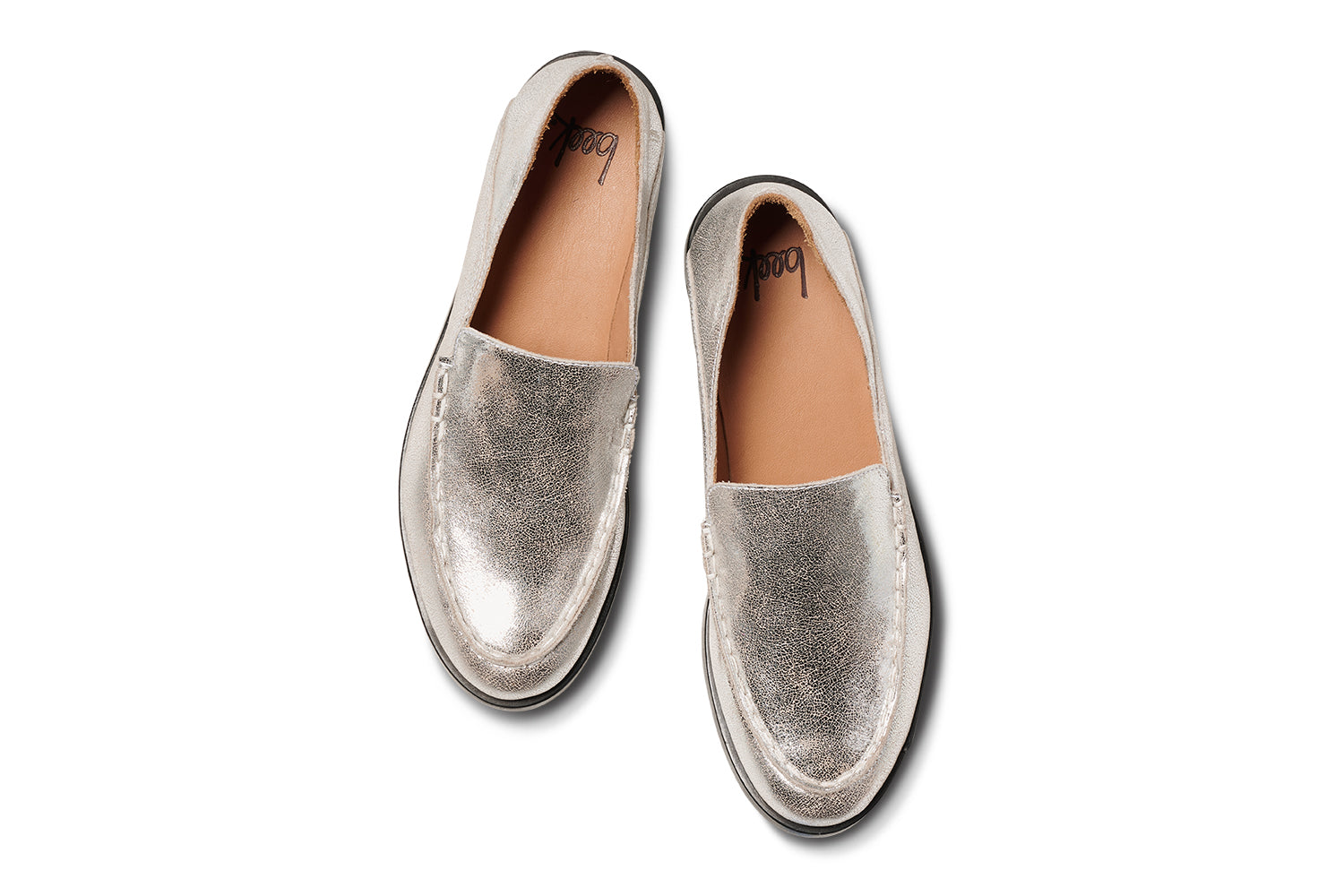 Pepper leather loafer in silver - product top shot