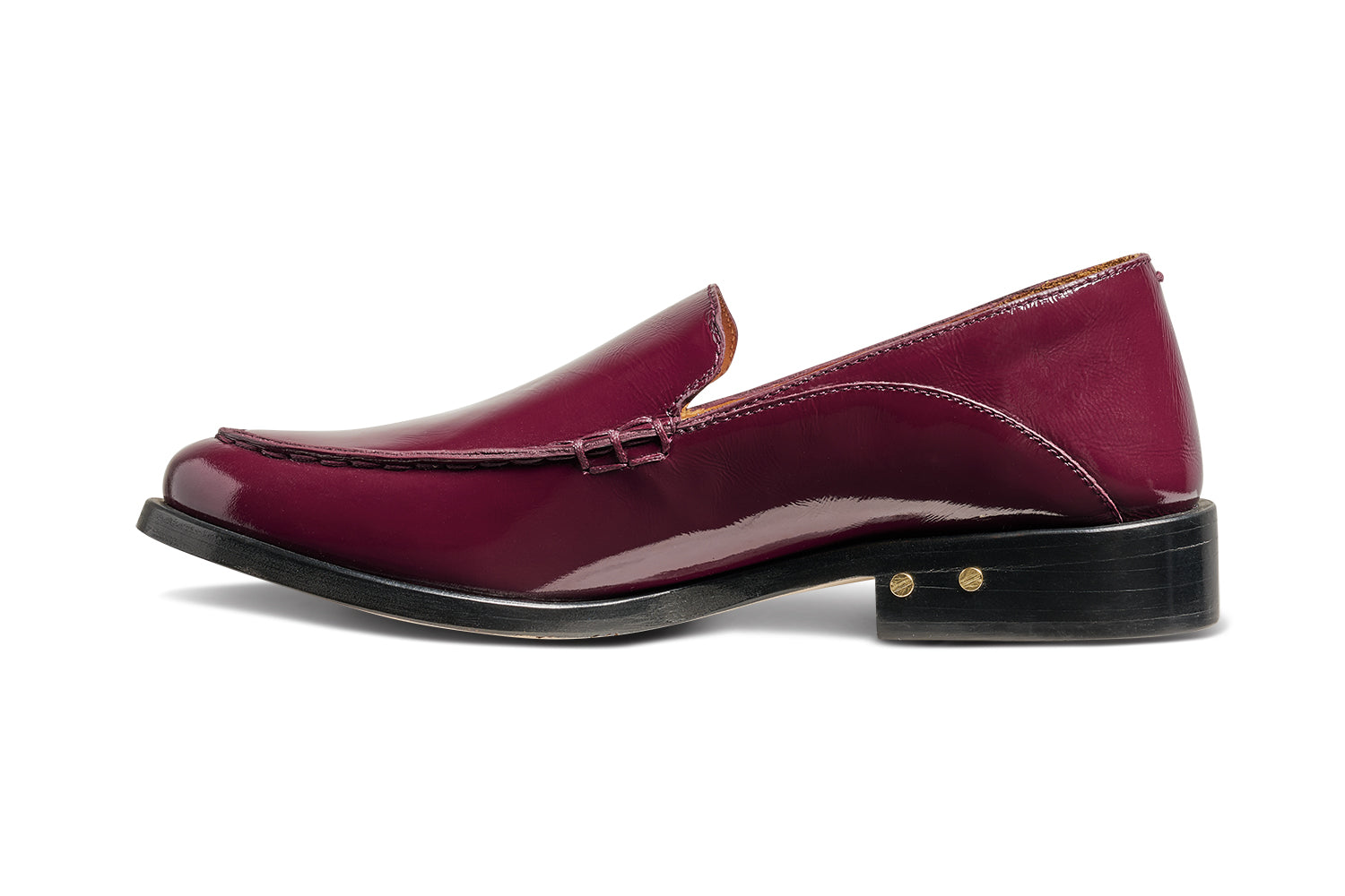 Pepper patent leather loafer in wine - product side shot