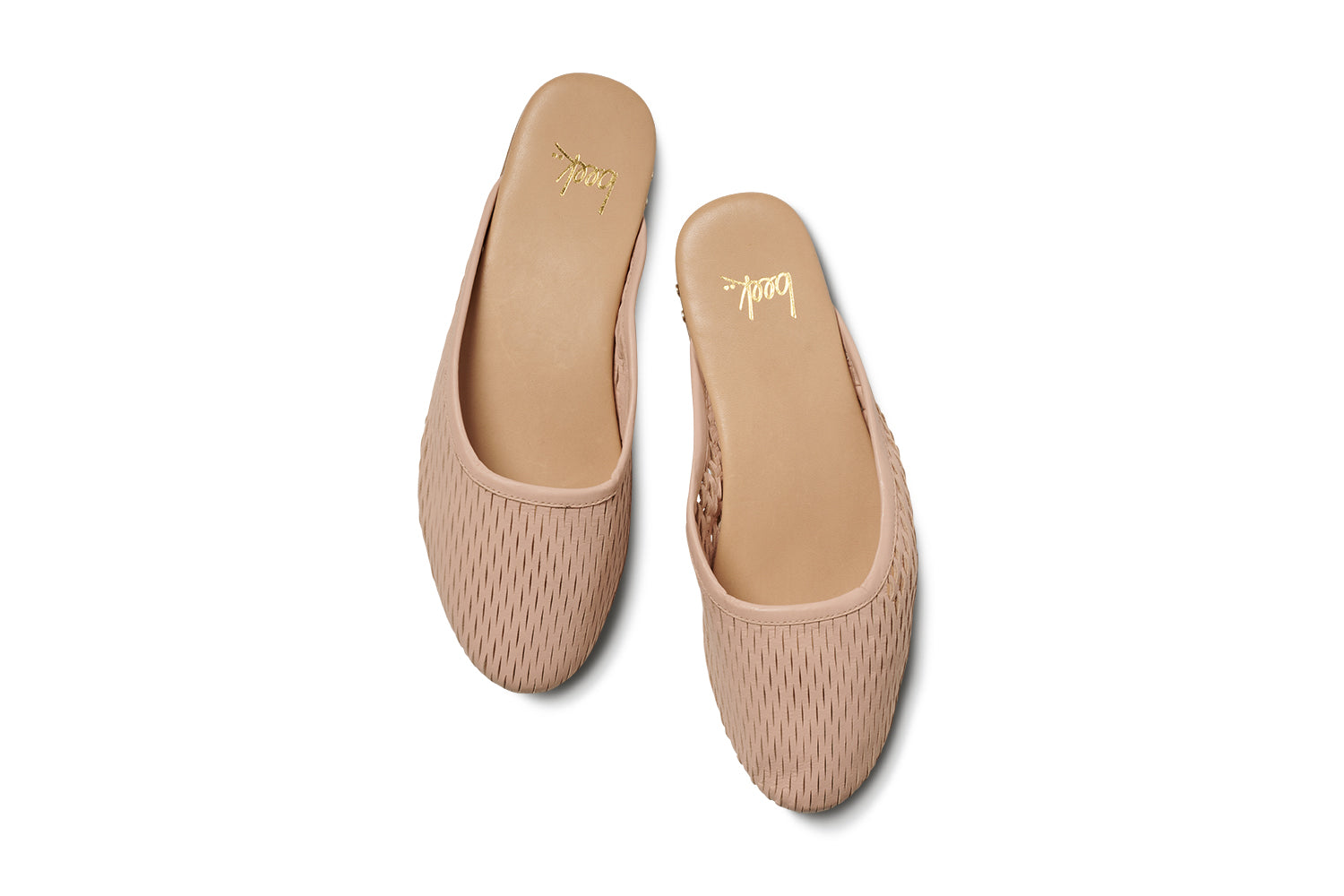 Phoebe Perforated leather ballet mule in blush - product top shot