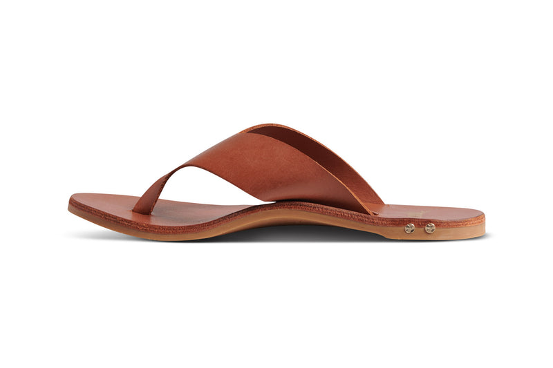 Pip leather flip flop sandal in tan - side shot