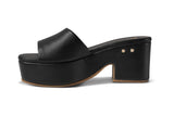 Prinia leather platform heel sandal in black - side shot