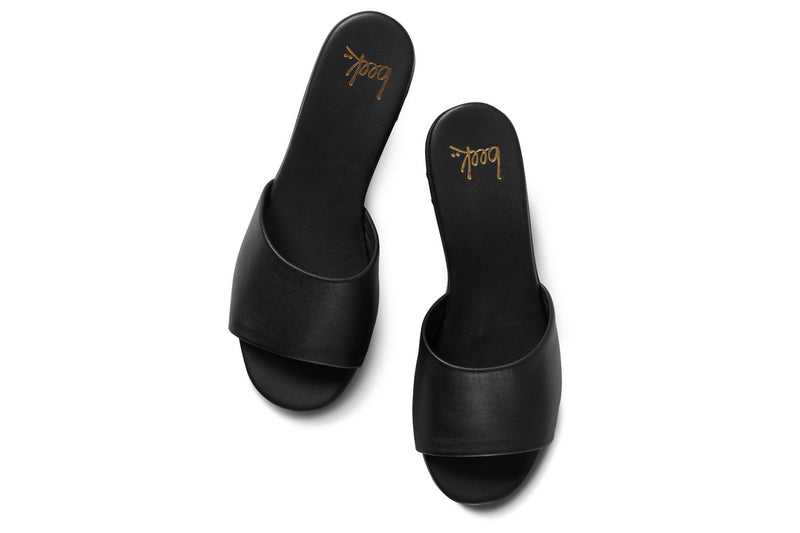 Prinia leather platform heel sandal in black - top shot