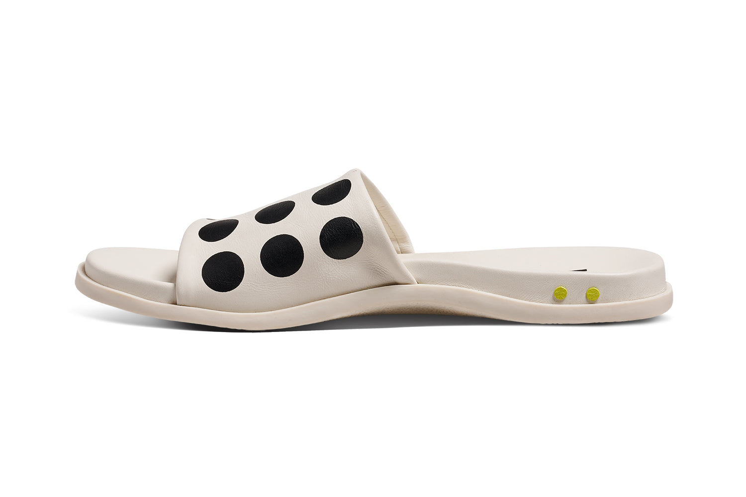 Railibird leather slide sandals in dot - product side shot