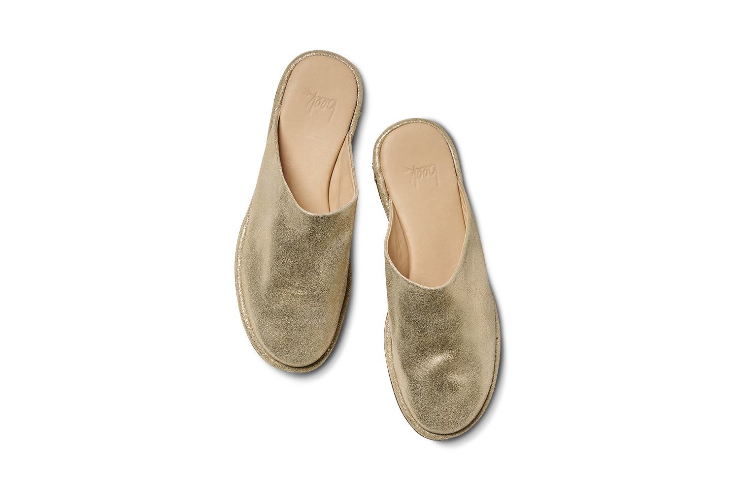 Seagull leather mules in gold - product top shot