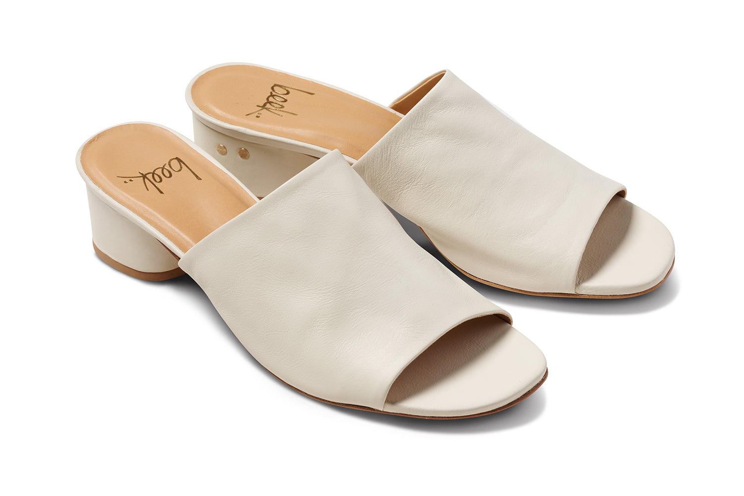 Stilt leather heeled sandal in vanilla - product angle shot