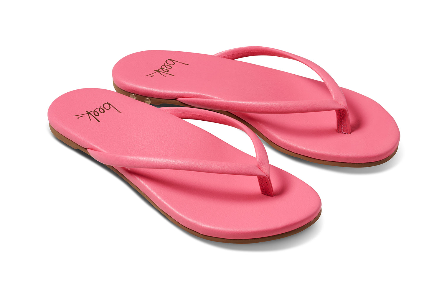 Sunbeam leather flip flop sandals in peony - product angle shot