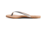 Sunbeam leather flip flop sandal in silver/beach - side shot