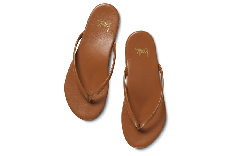 Sunbeam leather flip flop sandal in tan - top shot