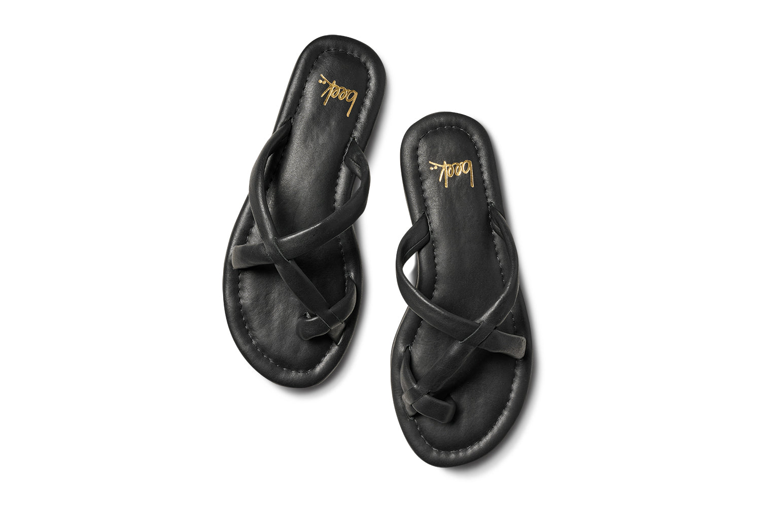 Sungem leather toe-ring sandal in black - product top shot