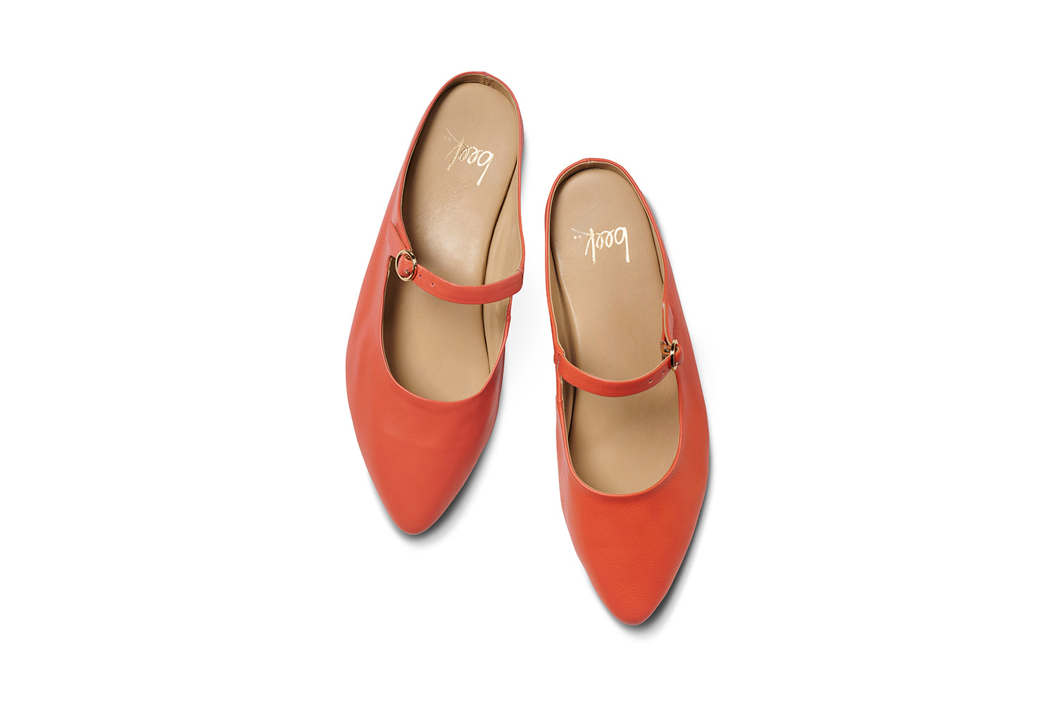 Swallow leather ballet mule in tomato - product top shot