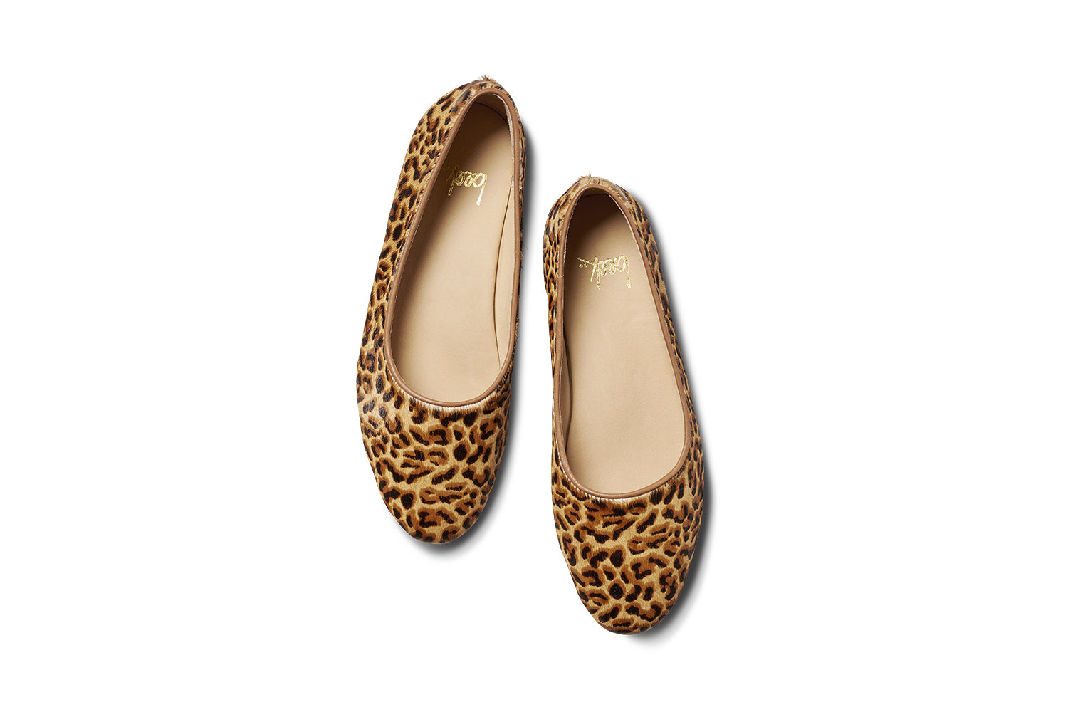Swiftlet calf-hair and leather ballet slipper in leopard - product top shot